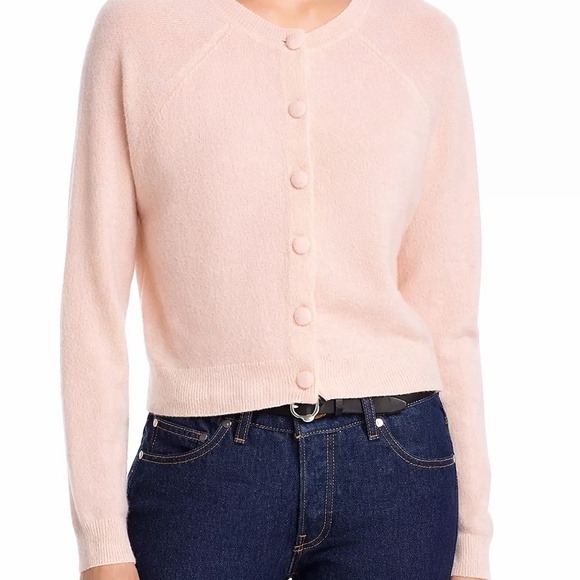 AQUA Cropped 100% Cashmere Ballet Pink Cashmere Cardigan XXL - Picture 2 of 2